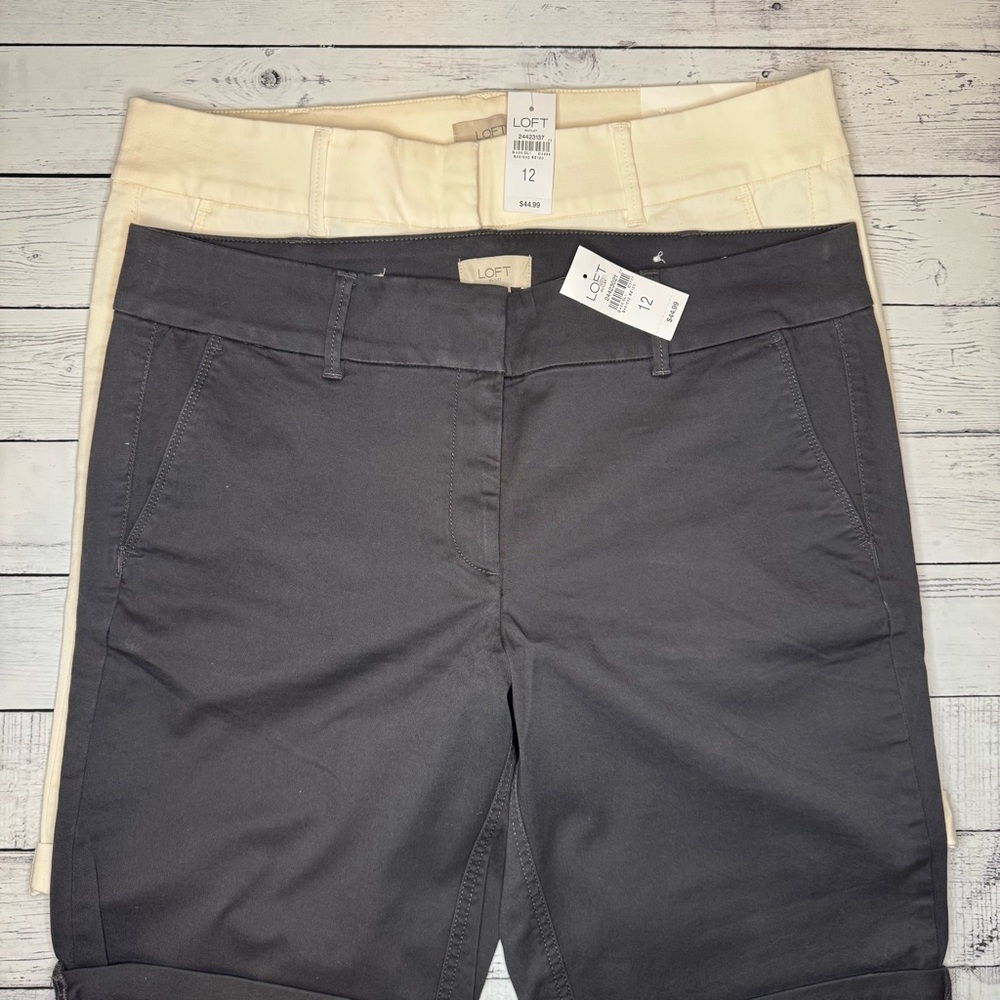 2 Pairs (Gray and Cream) LOFT Shorts
